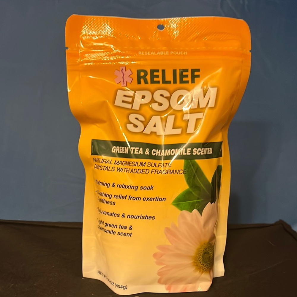 Lot of 3 pouches Epsom Salt, Green Tea